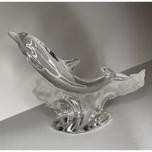 VTG 1995 LENOX Fine Crystal Majestic Dolphin Frosted Wave Figurine Germany